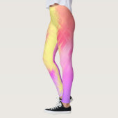 Leggings tout-sur-impression rose et jaune arc-en- (Gauche)