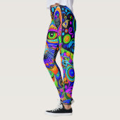 Leggings Tout-Sur-Imprimé Chat Psychédélique (Gauche)