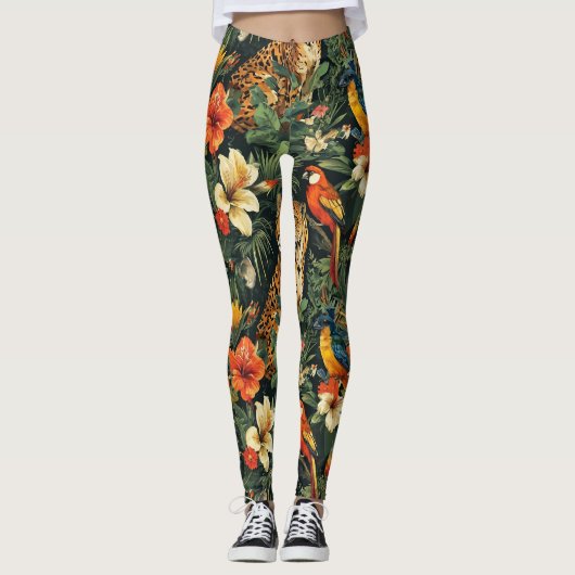 Leggings Tout-Sur-Imprimé Léopard De Jungle Tropic (Devant)