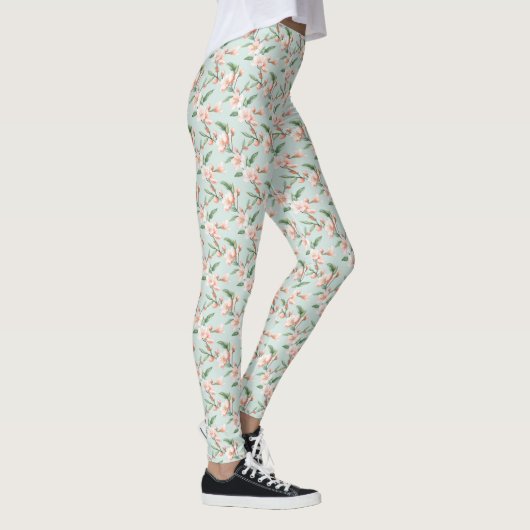 Leggings Tout-Sur-Imprimés en fleurs d'arbre rose (Droite)