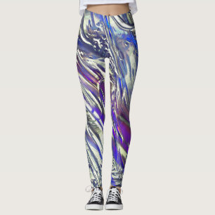 Leggings Traces écailées sur texture argentée sous fumée bl
