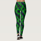 Leggings Traces et formes bleues sur fond vert (Dos)