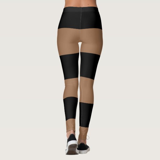 Leggings Traces horizontales Motif à rayures Brown et noire (Dos)