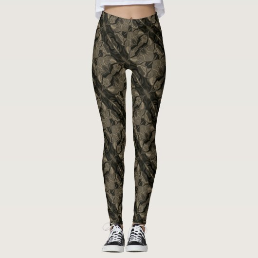 Leggings Traços e formes marrom muito escuro e tons claros (Devant)