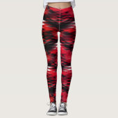 Leggings Trait rouge sous blanc formant zig-zag abstrait (Devant)