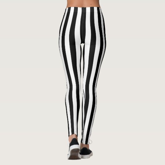 Leggings Trait vertical noir et blanc à la mode (Dos)