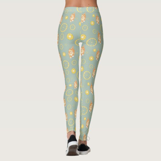 Leggings tranche de citron et motif de chat (Dos)