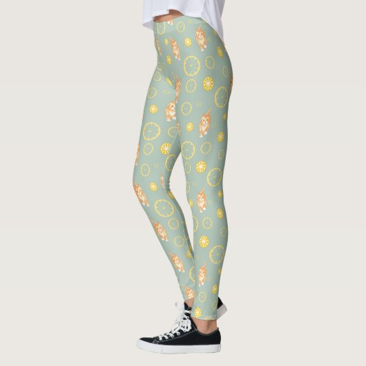 Leggings tranche de citron et motif de chat (Gauche)
