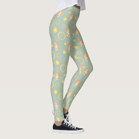 Leggings tranche de citron et motif de chat (Droite)