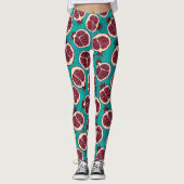 Leggings Tranches de grenade sur turquoise (Devant)