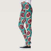 Leggings Tranches de grenade sur turquoise (Gauche)