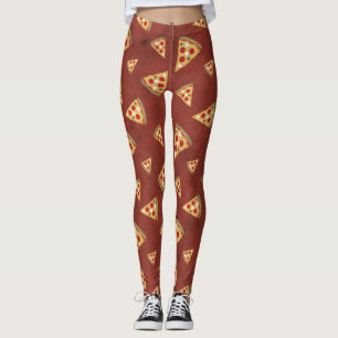 Leggings tranches de pizza cool motif rouge vintage