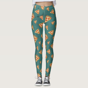 Leggings Tranches de pizza cool motif sarcelle vintage