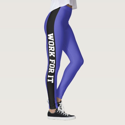 Leggings Travail en noir sur bleu pour l'entraînement perso (Droite)