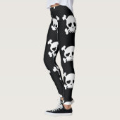 Leggings Traverses du crâne : Motif noir-blanc. (Gauche)
