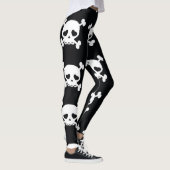 Leggings Traverses du crâne : Motif noir-blanc. (Droite)