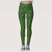 Leggings Trèfles verts Harpes dorées (Devant)