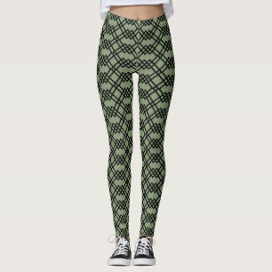 Leggings Treillis géométrique moderne Vert sauge Jade & Noi