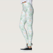 Leggings Trellis bleu et vert Holly avec Cerf (Gauche)
