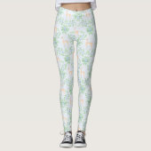 Leggings Trellis bleu et vert Holly avec Cerf (Devant)
