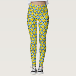 Leggings Trellis jaune et bleu bébé, treillis, Quatrefoil