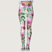 Leggings Trending Red, Purple & Birds Nature Floral (Devant)