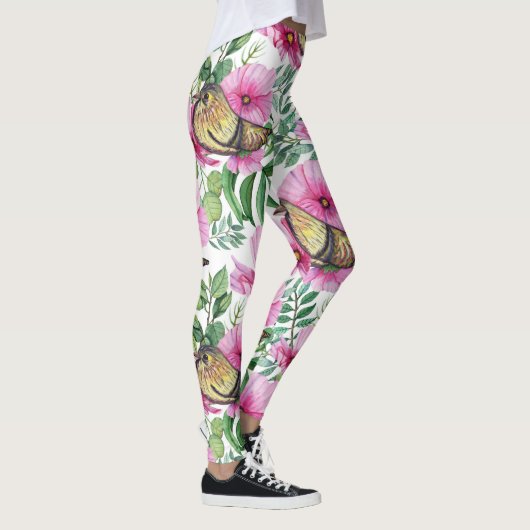 Leggings Trending Red, Purple & Birds Nature Floral (Droite)