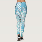 Leggings Trendy Aqua Blue Black White Chevron ZigZag (Dos)