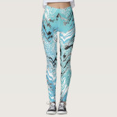 Leggings Trendy Aqua Blue Black White Chevron ZigZag (Devant)