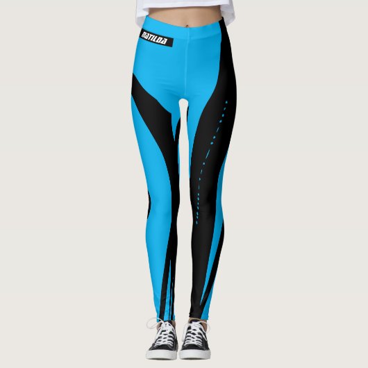 Leggings Trendy Blue and Black Workout (Devant)
