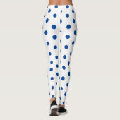 Leggings Trendy Blue Polka dot Pattern On White Retro (Dos)