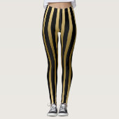 Leggings Trendy Gold Et Black Vertical Stripes (Devant)