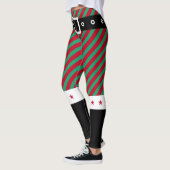 Leggings Trendy Noël Vert Rouge Grilles Sucre de canne Elf (Gauche)