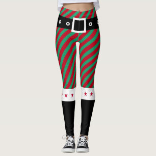 Leggings Trendy Noël Vert Rouge Grilles Sucre de canne Elf