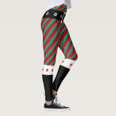 Leggings Trendy Noël Vert Rouge Grilles Sucre de canne Elf (Droite)