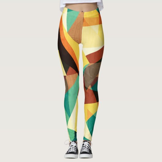 Leggings Triangle coloré Texture de l'effet bois (Devant)