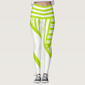 Leggings Triangle en Lime Vert et Blanc (Devant)