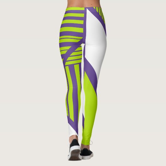 Leggings Triangle en Lime Vert & Violet (Dos)