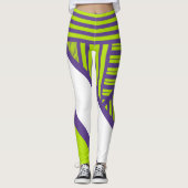 Leggings Triangle en Lime Vert & Violet (Devant)