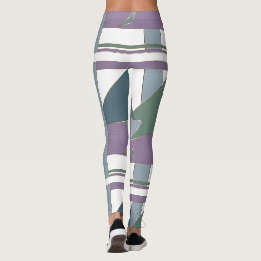 Leggings Triangle géométrique Motif bleu violet vert (Dos)