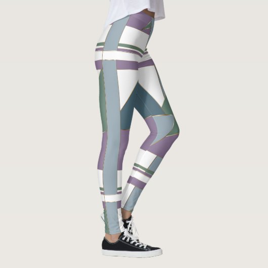 Leggings Triangle géométrique Motif bleu violet vert (Droite)