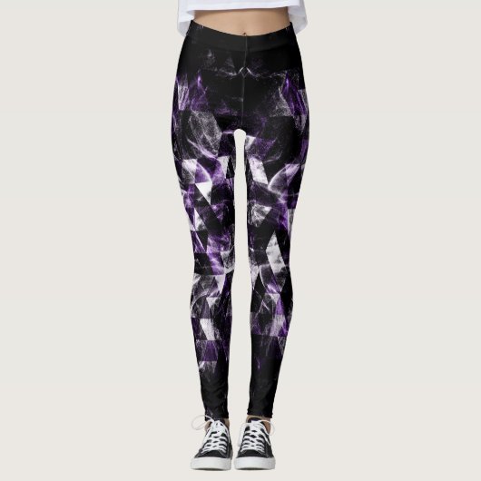 Leggings Triangle géométrique violet fumé motif de galaxie (Devant)