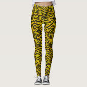 Leggings Triangle Jaune et Noir Art Déco Motif sans couture (Devant)
