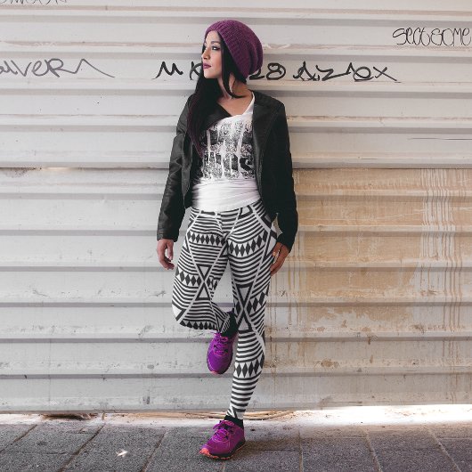 Leggings triangle noir aztèque