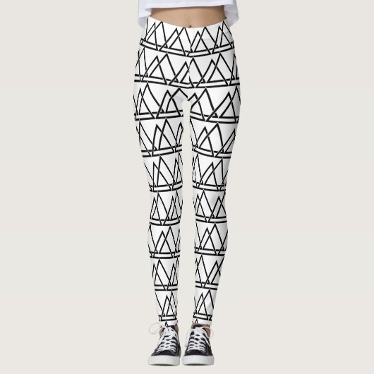 Leggings Triangle noir blanc géométrique (Devant)