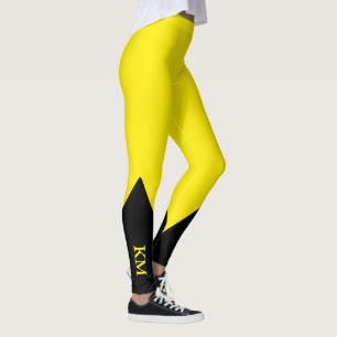 Leggings Triangle noir   Initiale   Légendes jaunes canarie