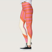 Leggings Triangle rayures en rose, orange et crème (Gauche)