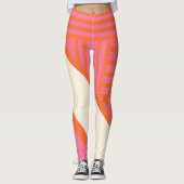 Leggings Triangle rayures en rose, orange et crème (Devant)