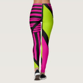 Leggings Triangle rayures en vert citron, rose chaud et noi (Dos)