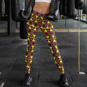 Leggings triangle rouge hawaïen jaune